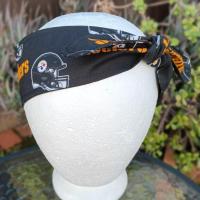3” wide Pittsburgh Steelers headband, self tie, pin up style, scarf, bandana, retro style, rockabilly, handmade