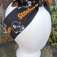 3” wide Pittsburgh Steelers headband, self tie, pin up style, scarf, bandana, retro style, rockabilly, handmade