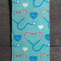 Heart Stethoscope Eyeglass Sleeve, Doctor or Nurse Appreciation Gift, Glasses Pouch, Teal Sunglasses Case