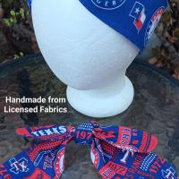 3” wide Texas Rangers headband, self tie, pin up style, scarf, retro style, bandana, rockabilly, baseball, handmade