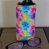 Tie Dye Print Eyeglasses Holder, Multicolored Glasses Stand, Glasses Holder, Mom Gift, Weighted Stand-up Glasses Pouch, Tie Dye Lover Gift