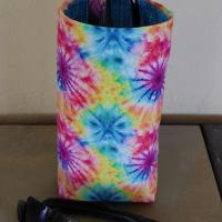 Tie Dye Print Eyeglasses Holder, Multicolored Glasses Stand, Glasses Holder, Mom Gift, Weighted Stand-up Glasses Pouch, Tie Dye Lover Gift