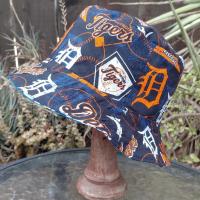 Detroit Tigers Bucket Hat, Handmade, Reversible to Blue & Orange Floral, Unisex Sizes up to 4XL, baseball, fishing hat, sun hat, floppy hat, Michigan sports