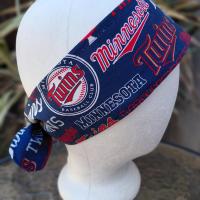 3” Wide Minnesota Twins headband, handmade, self tie, hat band, pin up style, hair wrap, hair tie, baseball