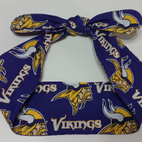 3” wide Minnesota Vikings hair tie, headband, pin up, self tie, scarf, retro style, rockabilly, handmade