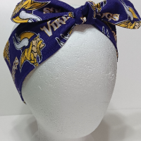 3” wide Minnesota Vikings hair tie, headband, pin up, self tie, scarf, retro style, rockabilly, handmade