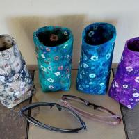 Wildflower Eyeglasses Holder, Floral Glasses Stand, Glasses Holder, Mom Gift, Weighted Stand-up Glasses Pouch, Flower Lover Gift
