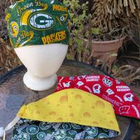 Reversible Wisconsin Teams Scrub Cap, handmade, adjustable, short hair, gift for nurse, dentist, technician, food service