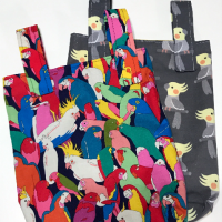 Simple small basic bag for crutch. Small walker bag, stroller bag, scooter bag, parrots, cockatiels, bird theme, hanging bag