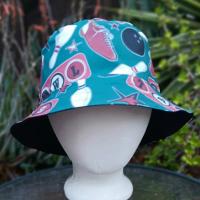 Bowling Theme Bucket Hat, Reversible to Black, Sizes up to 4XL, summer hat, sun hat, floppy hat, retro style gift for bowler