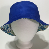Watercolor Floral Bucket Hat, Canvas, Reversible, Blue Flowers, Sizes up to 4XL, Cotton, Tropical Hat, Floppy Hat, adults or older children