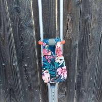 Simple small basic crutch bag in watercolor floral print, hanging bag, walker bag, scooter handlebars, caddy
