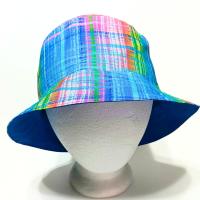 Bright Colors Plaid Bucket Hat, Reversible, Sizes up to 4XL, Cotton, floppy hat, ponytail hat, sun hat, fishing hat, beach hat, gardening hat