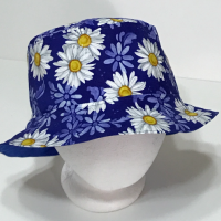Daisies Bucket Hat, Reversible to Blue, Summer Flowers, Sizes S-XXL, Gift for gardener, floral floppy hat, sun hat, casual hat, Daisy Blue, adults or older children