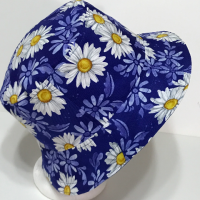 Daisies Bucket Hat, Reversible to Blue, Summer Flowers, Sizes S-XXL, Gift for gardener, floral floppy hat, sun hat, casual hat, Daisy Blue, adults or older children
