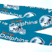 3” wide Miami Dolphins hair tie, hair wrap, headband, pin up, self tie, scarf, neckerchief, retro, rockabilly