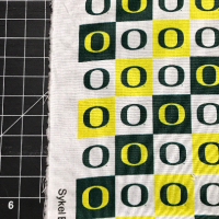 1 yard University of Oregon Ducks Prewashed 100% Cotton Fabric Yardage, Sykel OR-1158 licensed, squares print, 43-44"