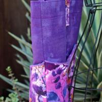 Purple Floral Tote Bag w/ Wavy Pockets, Woman's, Errands, Market Shopping Bag, Flowers, Butterflies