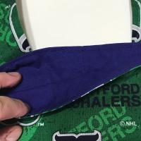 Small, simple basic crutch bag, walker bag, scooter handlebars bag, caddy, handmade from Hartford Whalers licensed fabric