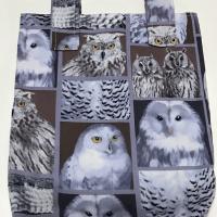 Simple small basic crutch bag, walker bag, scooter handlebars bag, bed rail caddy, hook and loop, owls bird theme