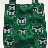 Small, simple basic crutch bag, walker bag, scooter handlebars bag, caddy, handmade from Hartford Whalers licensed fabric