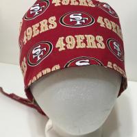 Reversible San Francisco SF 49ers scrub cap tie back, skull cap, for nurse, technician, doctor, welding, vet, food service, handmade