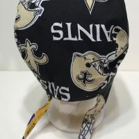 Tie Back Reversible New Orleans Saints & LSU scrub cap, handmade, cotton, unisex, skull cap, welding, biker nurse technician doctor, Louisiana