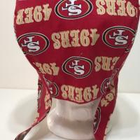 Reversible San Francisco SF 49ers scrub cap tie back, skull cap, for nurse, technician, doctor, welding, vet, food service, handmade