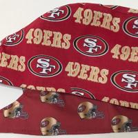 Reversible San Francisco SF 49ers scrub cap tie back, skull cap, for nurse, technician, doctor, welding, vet, food service, handmade