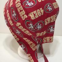 Reversible San Francisco SF 49ers scrub cap tie back, skull cap, for nurse, technician, doctor, welding, vet, food service, handmade