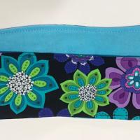 3” Wide Reversible Floral headband, hair wrap, pin up, hair tie, retro style, rockabilly, purple blue green black