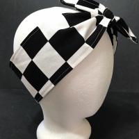 3” Wide Rockabilly headband, hair wrap, pin up, scarf, hair tie, neck, retro, diner music cars jukebox, red black white aqua