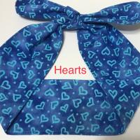 3” Wide Blue Headbands, self tie, hair wrap, pin up style, hair tie, bun wrap, retro, rockabilly