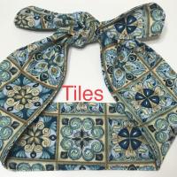 3” Wide Blue Headbands, self tie, hair wrap, pin up style, hair tie, retro tyle, rockabilly, choose print