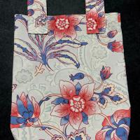 Simple small basic crutch bag, walker bag, scooter handlebars bag, bed rail caddy, hook & loop, hanging bag, red white and blue floral