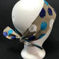 3” Wide Large Dots headband, hair wrap fabric headband, pin up, hair tie, retro accessory, neckerchief, blue white tan red black