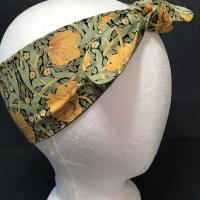 3” Wide William Morris headband, self tie, floral, hair tie, hair wrap, pin up style, retro style