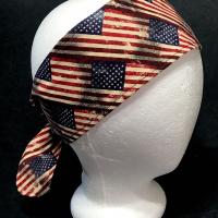 3” Wide American flag headband, self tie, hair wrap, pin up style, hair tie, retro style, rockabilly, stars & stripes