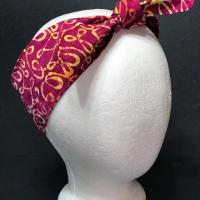 3” Wide Batik headband, self tie, hair wrap, pin up style, hair tie, retro atyle, rockabilly, head scarf