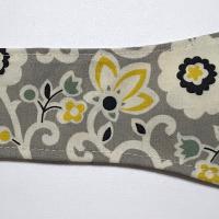 3” Wide Grey and Yellow Floral headband, self tie, hair wrap, pin up style, hair tie, retro style, scarf