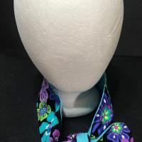 3” Wide Reversible Floral headband, hair wrap, pin up, hair tie, retro style, rockabilly, purple blue green black