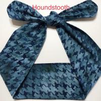 3” Wide Batik Dark Blue Headbands, hair wrap, pin up, hair tie, scarf, neckerchief, retro style, rockabilly