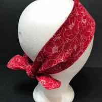 3” Wide Poppies Floral headband, self tie, hair wrap, pin up style, hair tie, retro style, rockabilly, scarf