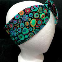 3” Wide Kaffe Fassett Paperweight print headband, self tie, hair wrap, head wrap, pin up, hair tie, retro, rockabilly, scarf
