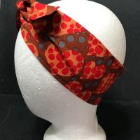 3” Wide Hearts Headband, Kaffe Fassett Disco Dots hearts print, hair wrap, self tie, head wrap, pin up style, hair tie, retro style, rockabilly