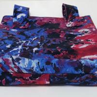 Simple small basic crutch bag, walker bag, scooter handlebars bag, bed rail caddy, hook & loop, red white blue paint splash, hanging bag