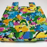 Simple small basic crutch bag, walker bag, scooter handlebars bag, bed rail caddy, hook and loop, bright floral, watercolor flowers, hanging bag