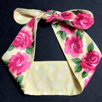 3” Wide Reversible Roses Floral Headband, hair wrap, pin up, hair tie, retro style hair accessory, purse scarf