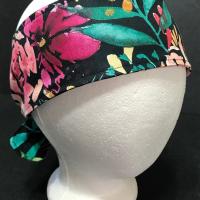 3” Wide Watercolor Floral Headband, self tie, hair wrap, scarf, pin up style, hair tie, retro style, tropical flowers