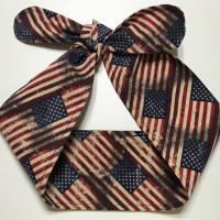 3” Wide American flag headband, self tie, hair wrap, pin up style, hair tie, retro style, rockabilly, stars & stripes